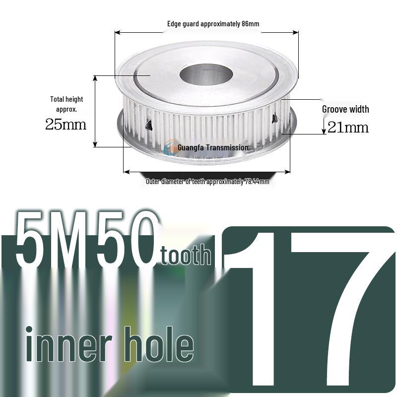 Dual-Sided Flat Timing Pulley: 5M50 Teeth, Width Options 11/16/21/27AF, Bore Size 8-30.