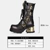 Thick Bottom Height-Increasing Women's Autumn and Winter Metal Punk Niche Leather Motorcycle Single Dark Retro Ankle Boots