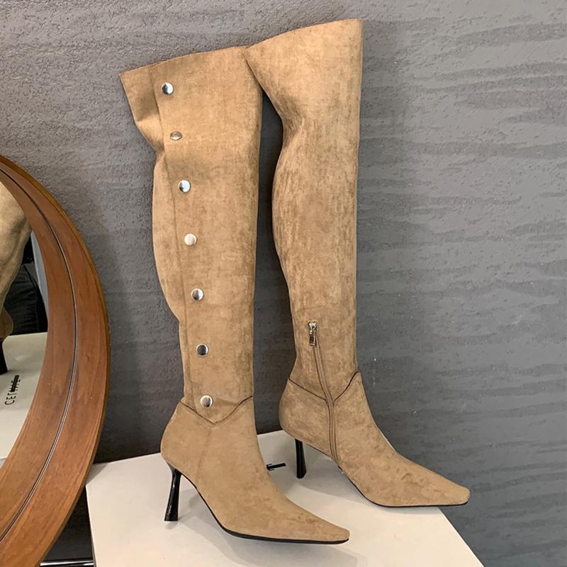 Fashion High Heels Women High Boots Pointed Toe Dress Fashion Shoes Designer Pumps Woman Winter 2025 Elegant Luxury New Botas De Mujer