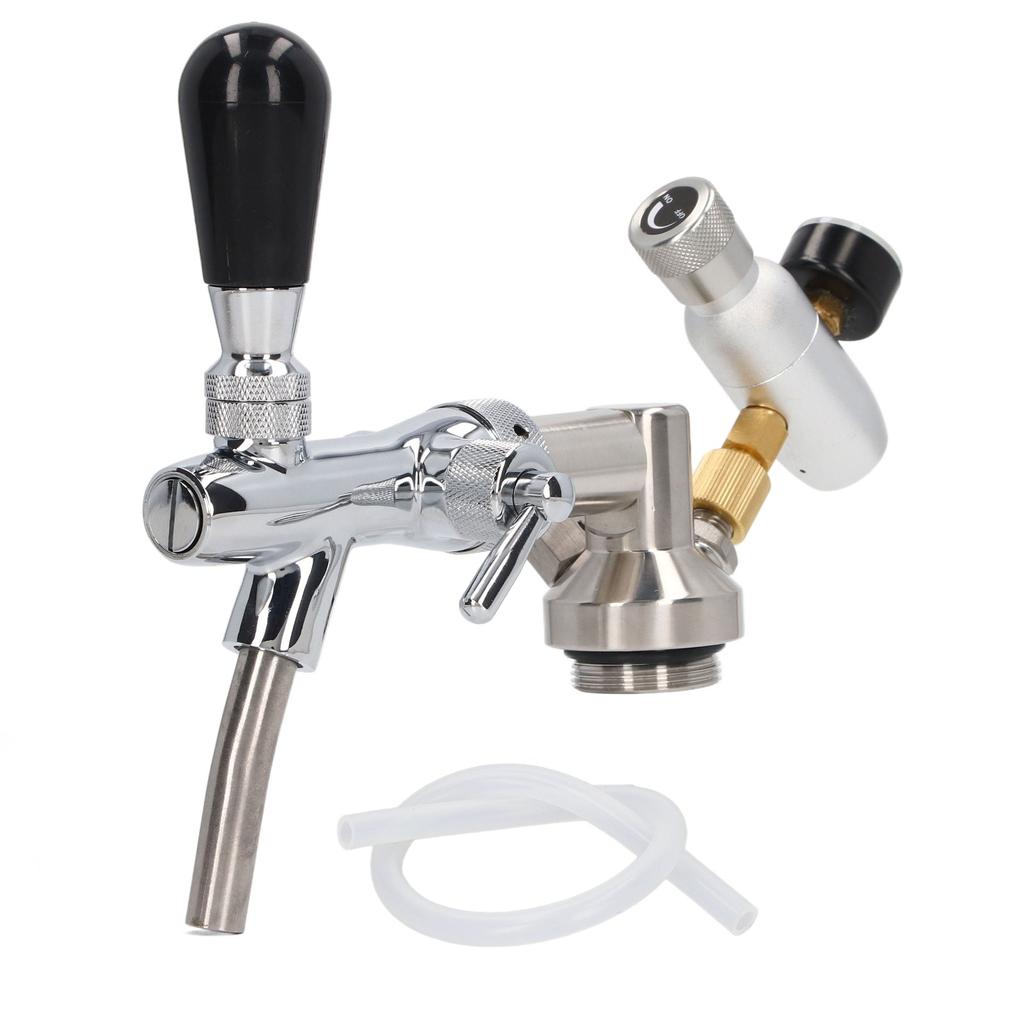 Beer Keg Dispenser Silver Stainless Steel Odorless Regulator Pressure Gauge Beer Keg Accessory Kit
