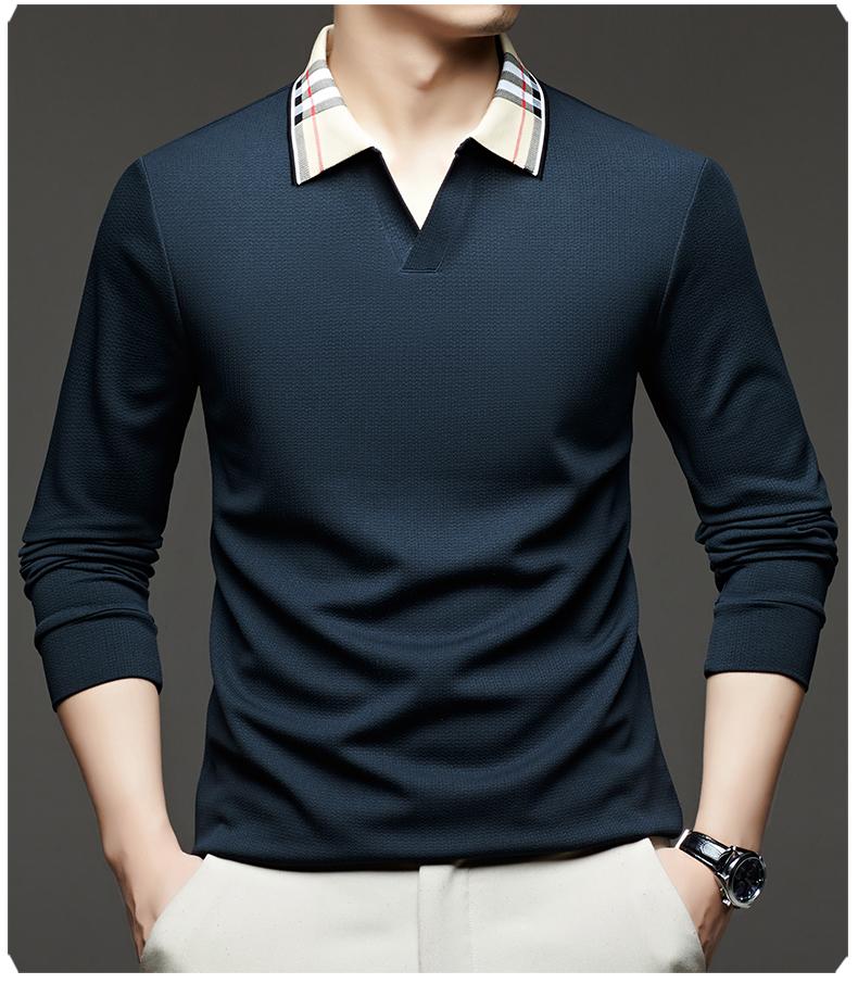 Middle Aged And Young Men'S Fashionable T-Shirt With Long Sleeves And A Collar, Autumn Men'S Casual Polo Shirt, Autumn Clothes