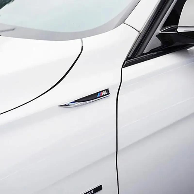 For BMW 2pc Car M Badge Sticker Metal Car Side body Labeling For bmw M Sticker X1 X3 X4 X5 X6 X7 e46 e90 f20 e60 e39 f10 Car acc