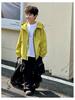 Kids' 2026 Spring Boys' Trendy Korean-Style Zipper Hooded Windbreaker Jacket for Mountaineering
