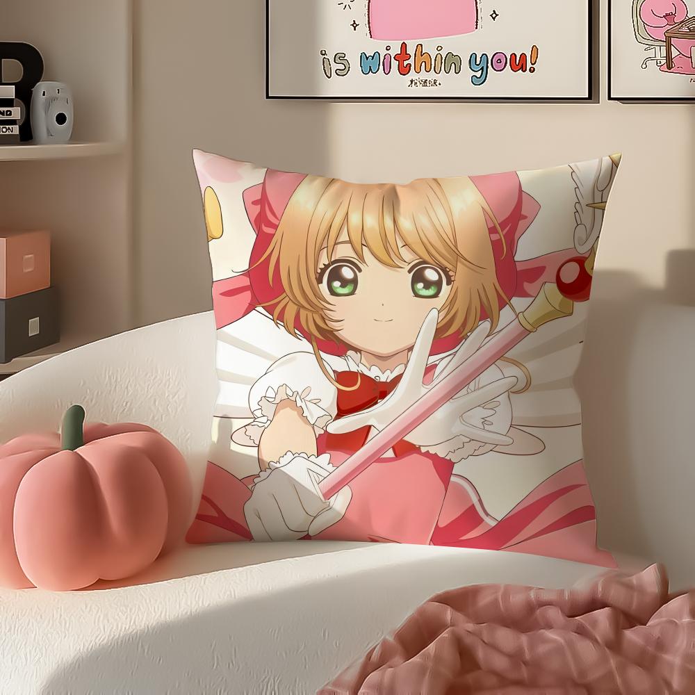 Magical Cute Japanese Anime CCardcaptor Sakura Cushion Cover Pillowcase Short Plush Invisible zipper Room Sofa Cushion Cover