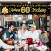 Happy 60th Birthday Banner Decorations for Men Women, Black Gold 60 Birthday Sign Party Supplies for Yard, Funny Sixty Birthday Party Backdrop Decor