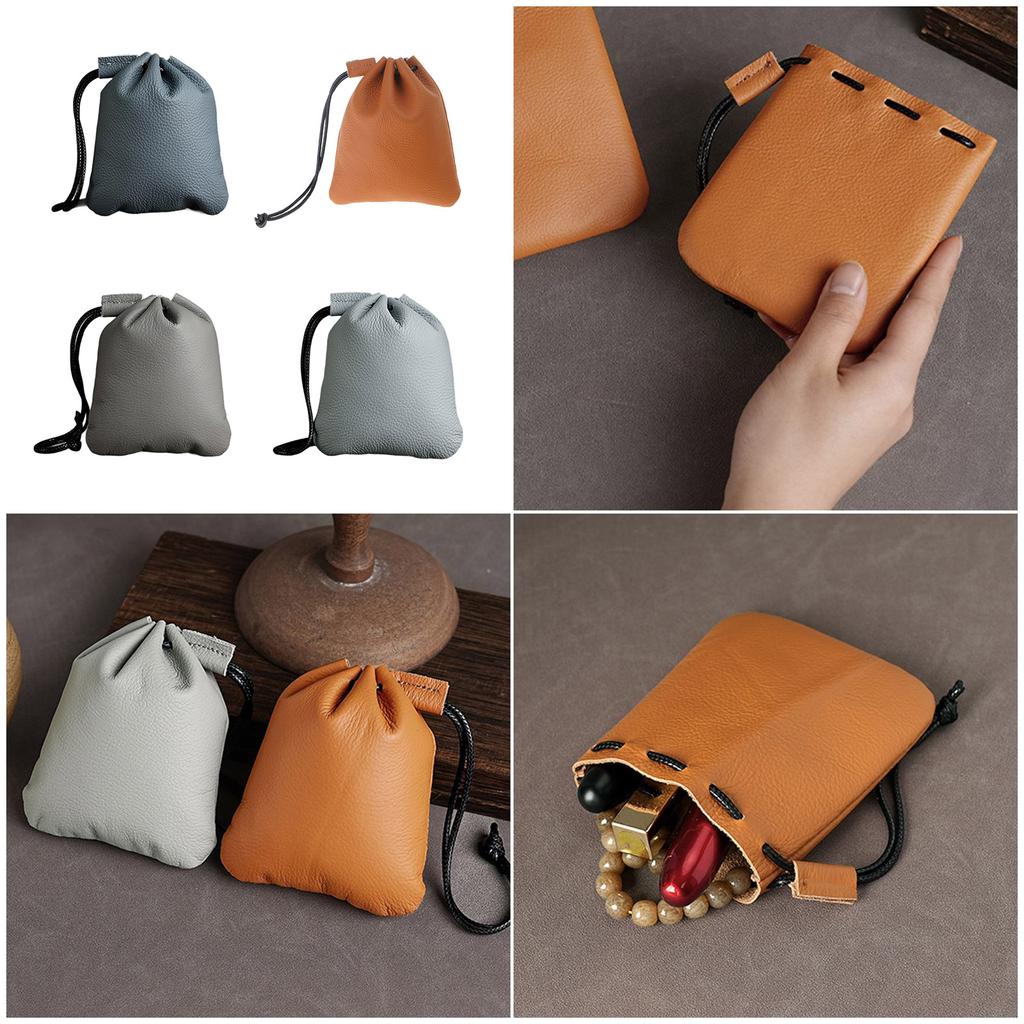Minimalist Leather Jewelry Gift Bag Reusable Protective Case for Delicate Accessories Customes Color