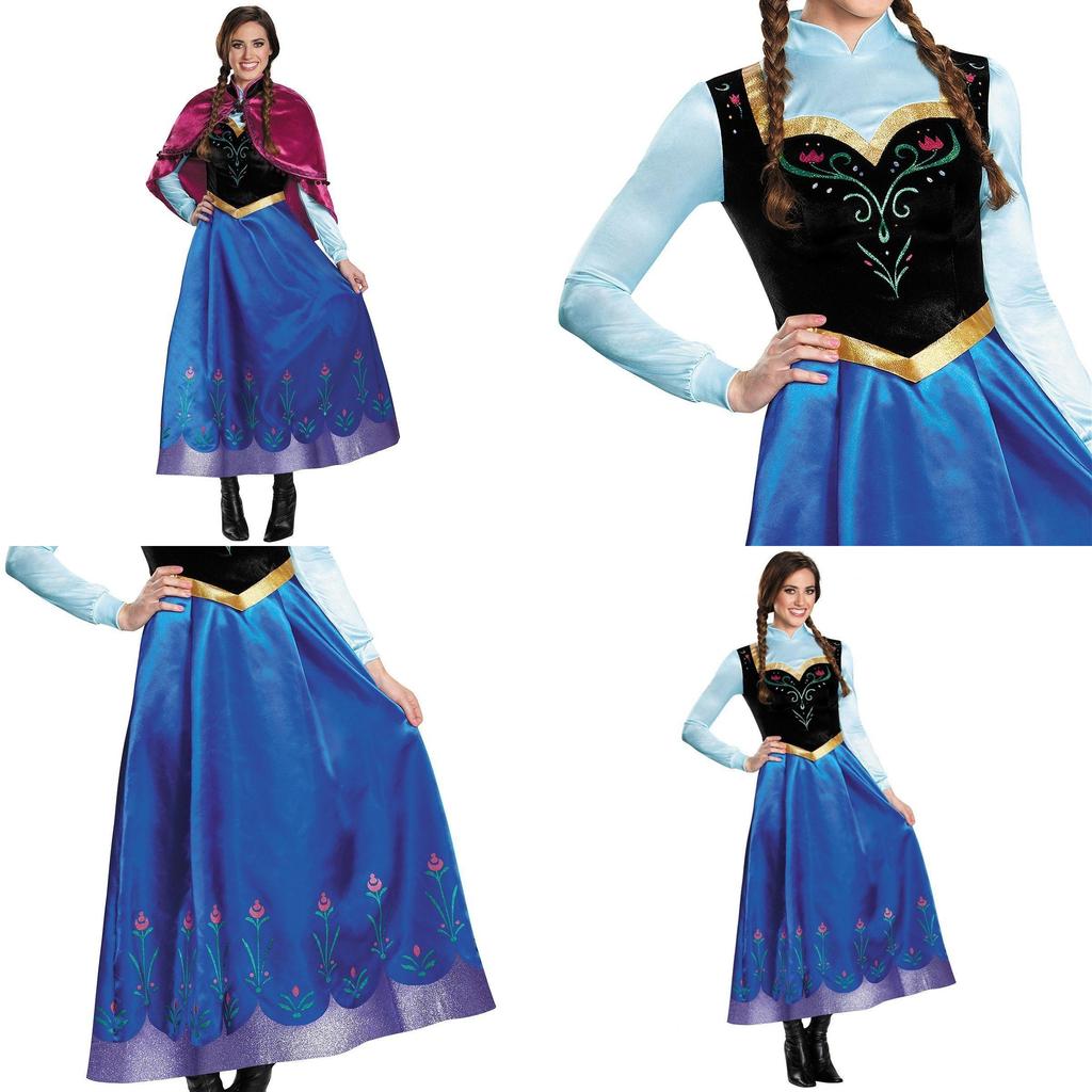 Enchanting Princess Anna Fancy Dress With Detachable Cape For Girls' Cosplay Adventures