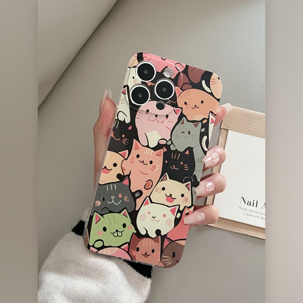 Cartoon Cute Cat Transparent Phone Case Suitable for iPhone 17 16 15 14 13 12 11Pro/Max/Plus Anti Drop and Shockproof Back Cover