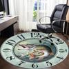 1pc Fish Clock Office Round Area Rug, Indoor Mat Suitable For Office, Under Office Chairs Bedroom Living Room Home Decor, Room Deco, 096