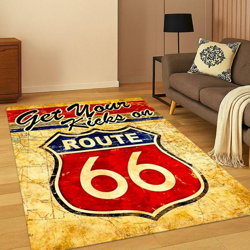 

Retro Route74 America Mother Road Sign Carpet Rug for Bedroom Living Room Sofa Playroom Doormat Home Decor,Area Rug Non-slip 40cm x 60cm