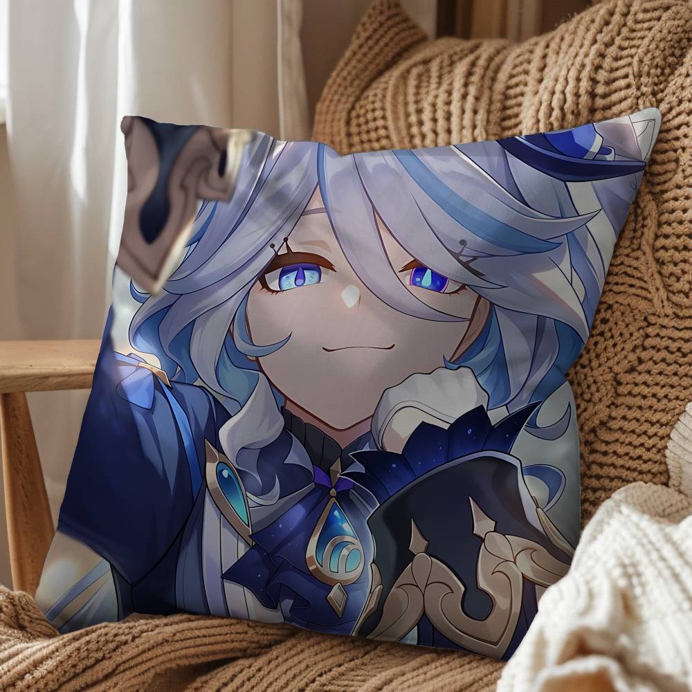 

Furina Linnea Neuvillette Genshin Impact pillow cover living room sofa cushion cover bedroom bed pillow cover home decoration 45x45 cm