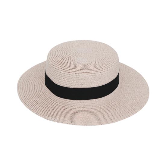 Beach Hat with Wrap-Around Brim, UV Protection Breathable Natural Straw Hat, Flat Top Summer Sun Hat for Beach Vacation Tropical Travel Outdoor
