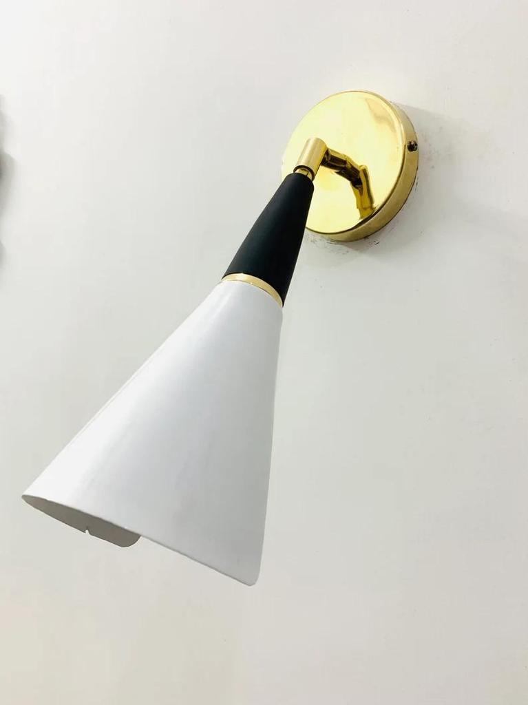 Custom Brass Diabolo Wall Sconce: Mid Century Bedside Lamp