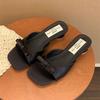French gentle fairy one-word slippers female 2025 summer wear new bow thick heel sandals high heel sandals