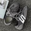 Cow velvet~ gray lace-up casual moral training shoes women's mesh splicing design sports style flat leather Forrest Gump shoes