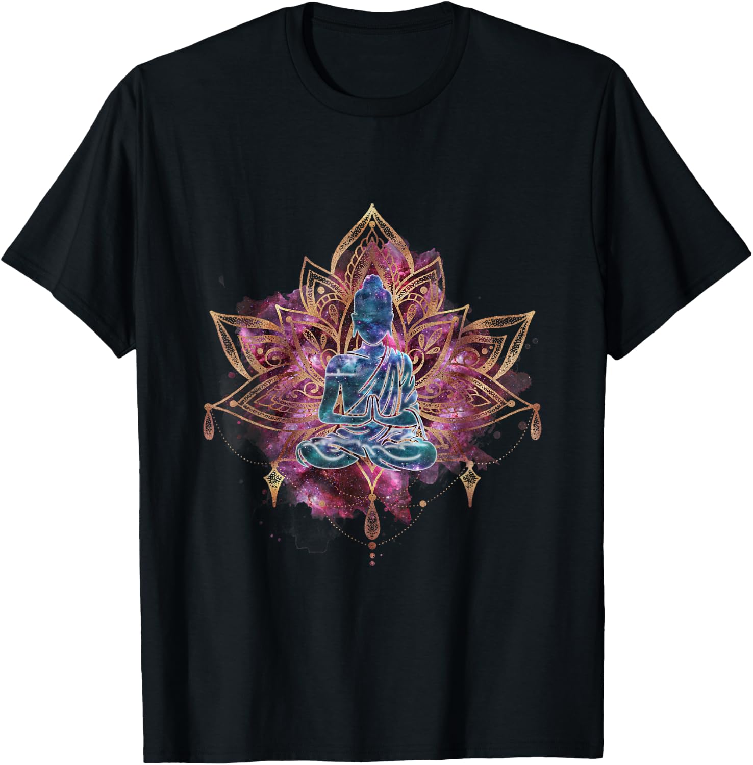Spiritual Buddha In Lotus Flower Magic Meditation Yoga Pose T-Shirt Unisex T-Shirt S