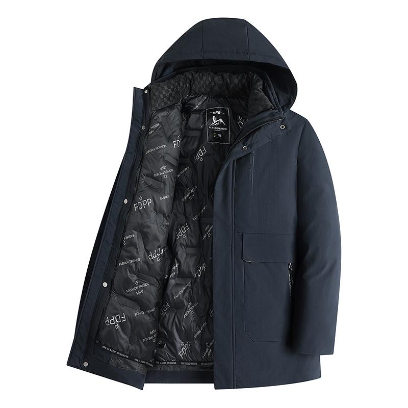 

Men s Gray Cotton Jacket with Detachable Hood – Warm Autumn/Winter Wear for Middle-aged Dads 4XL темно-синього кольору