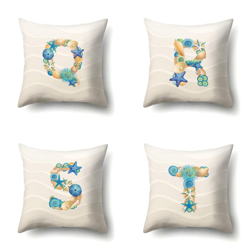 Polyester Pillow Case Decoration Home Furnishing 26 English Letter Printing Pillow Case Car Lumbar Pillow Bedside Mat