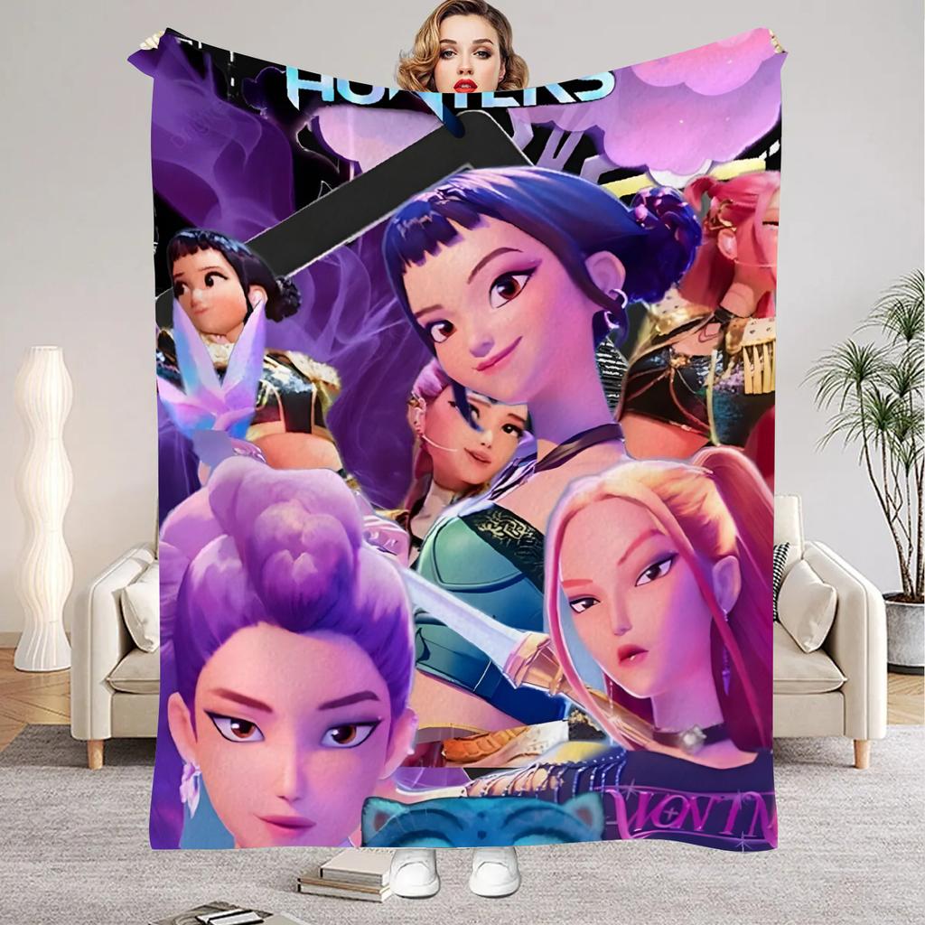 K-Pop Demon Hunters Blanket Girls Boys Plush Throw Blanket Novelty Warm Blanket All Season Gift