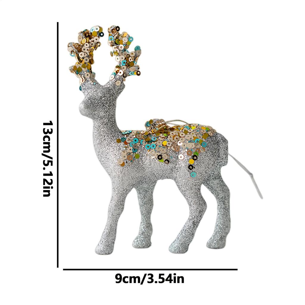 Christmas Figurines Reindeer Christmas Glitter Flocked Figurine Table Decoration Statue Crafts For Collectors Photography Home