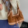 Korean Suede Portable Bucket Bag Women's 2025 New Trendy Fashion Plush Bag Versatile Large-capacity Tote Bag