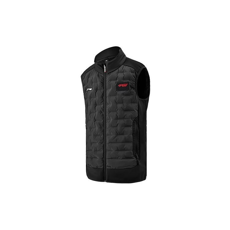 Li Ning Solid Color Logo Print Sleeveless Vest Men Vests Black AMRS065-1