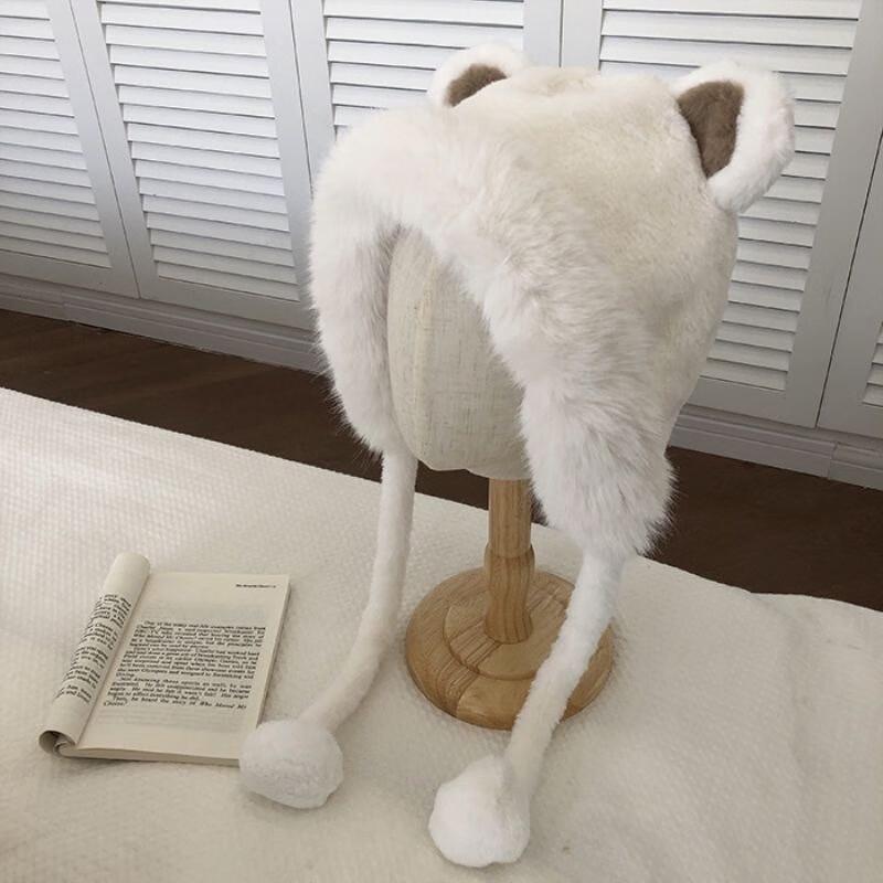 Women's Cute Bear Ear Beanie Hat (Korean Style)