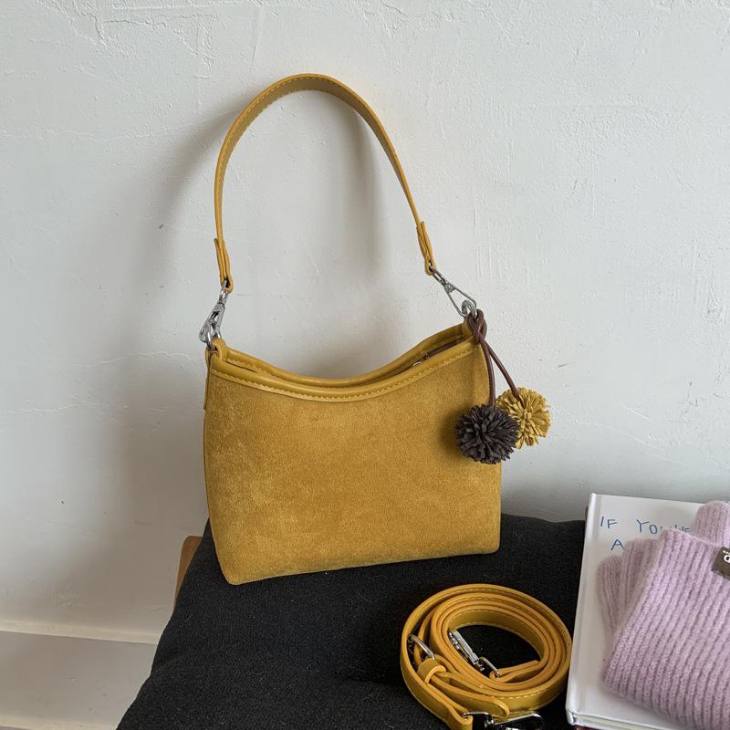 Suede Bag Women's Autumn and Winter New Versatile Messenger Bag Casual Niche Single Shoulder Underarm Bucket Bag
