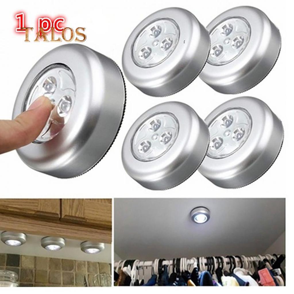 Mini Wall Night Light Kitchen Cabinet Closet Car 3 LED Wireless Push Touch Lamp Home Gadgets