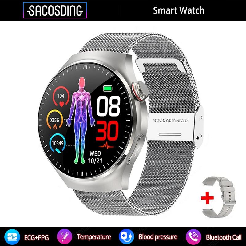 SACOSDING GT4PRO Smart Watch Women Wireless Call ECG+PPG Blood Pressure Health Monitor SOS Sports Fitness Smartwatch For Men