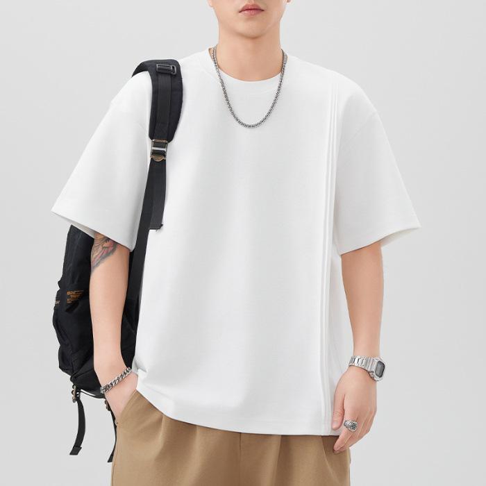 Short-sleeved T-shirt Men's Design Five-point Sleeve T-shirt In Summer New Japanese Retro Solid Color