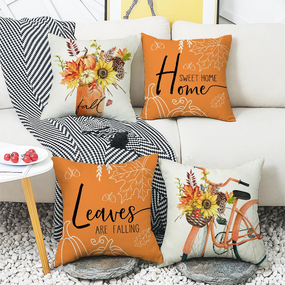 New Harvest Festival Autumn Cushion Pumpkin Vase Sunflower Home Cushion Pillow Cover