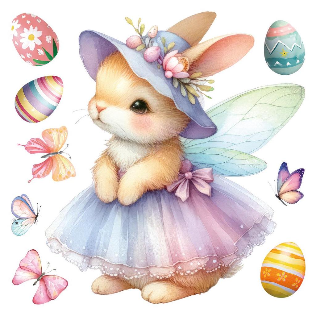 Easter Butterfly & Rabbit Electrostatic Window Stickers - Dreamy Angel Design for 2026 Glass Decoration