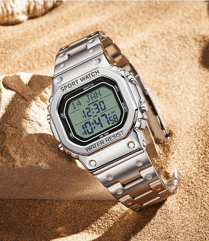 SANDA Men's Waterproof Multi-Function Electronic Watch with Bookmark Display and Alarm