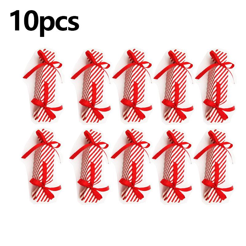 

20pcs Candy Box For Christmas With Ribbons DIY Sweets Chocolate Cookies Decoration Party Gift Xmas Wedding Paper Packaging Boxes 4x4x20cm