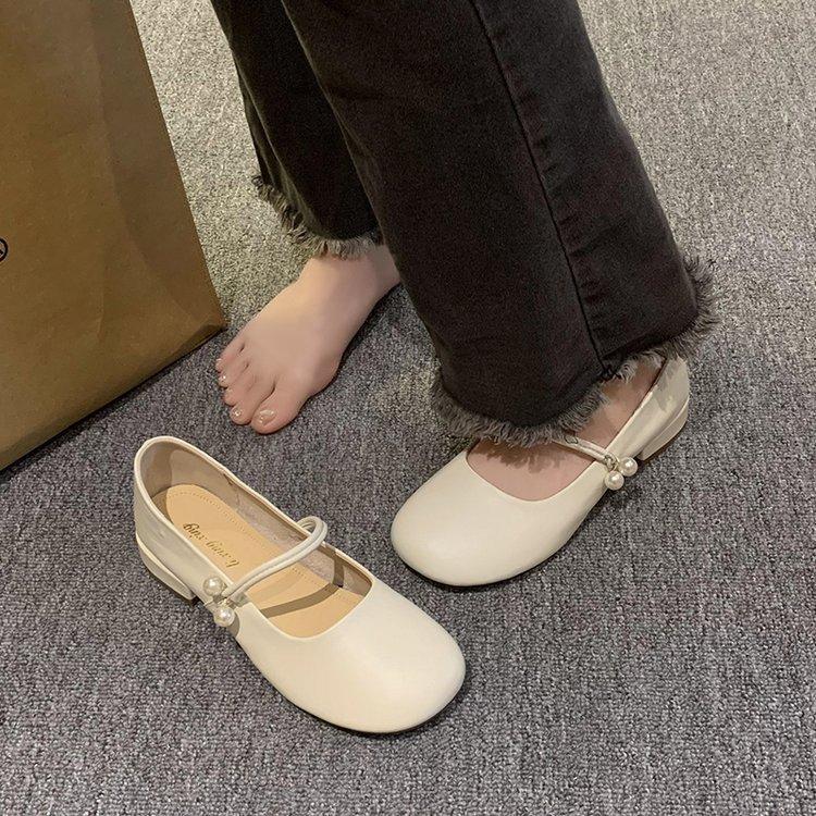 Mary Jane Shoes Women Chunky Heeled Single Shoes Square Heeled Low Heeled Shoes Gentle Soybean Shoes