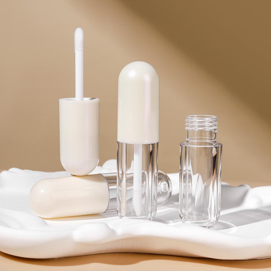 4.3ml Round Clear Empty Lip Gloss Tube, Refillable Lip Oil Container, Cosmetic Packaging for Lip Glaze