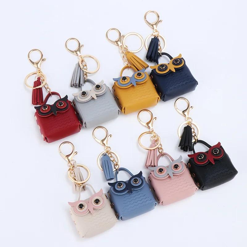 Owl Keychain Mini Bag Cute Cartoon Multi Color Small Purse with Studs Gift Pendant for Women Girls Car Keychain Cute Keychain