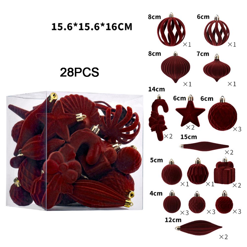 

Velvet Christmas Balls Assortment Flocked Christmas Tree Ball Ornaments 28Pcs Plastic Balls Xmas Decorative Hanging Ornaments кавовий