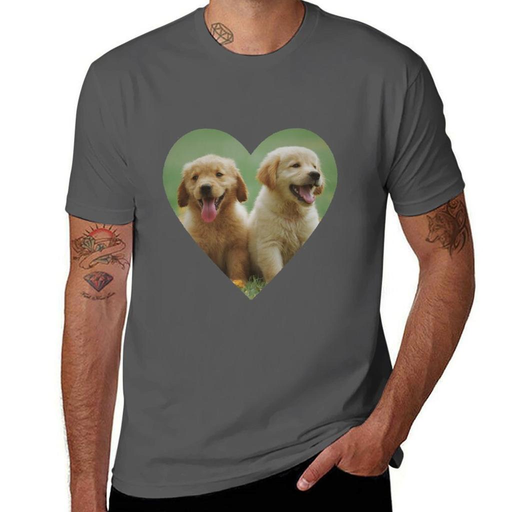 Cutes fun Golden doggo heart TShirt Large Size Basic Casual TShirt