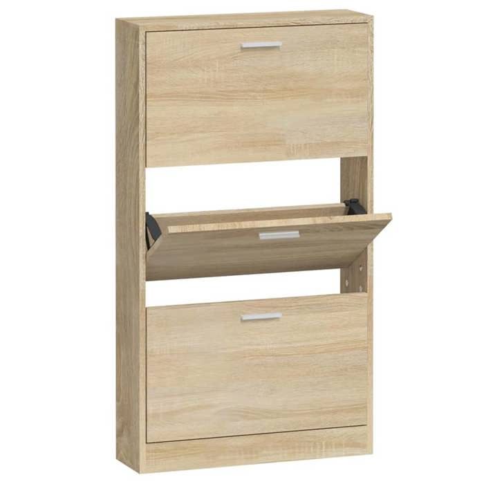 VidaXL Shoe Cabinet Oak 59x17x108 Cm Engineered Wood 342527
