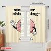 2pcs 2D flat printing Curtain Stop Overthinking Brain 100% Polyester Fabric Without Electricity All Season Party & Holiday Decor