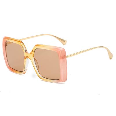 Simple Square Elegant Large Frame Sunglasses Gradual Change Color Metal Thin Leg Glasses