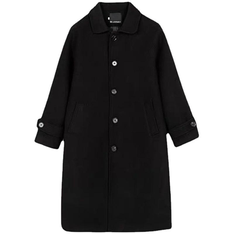 

Женское весенне-осеннее пальто средней длины в британском стиле, однотонное, элегантное и изысканное 2XL чёрный