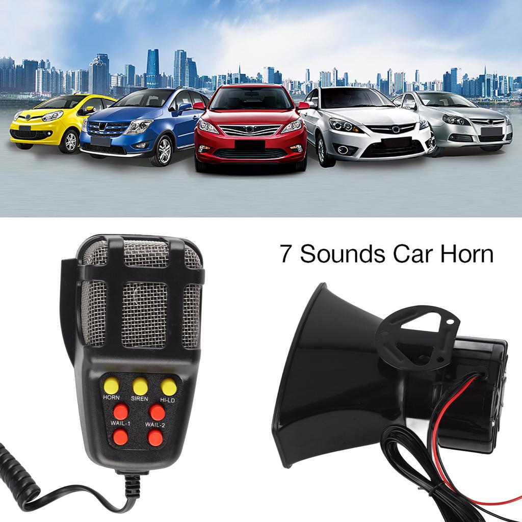 7 Sounds Loud Car Audio Speaker Universal Auto Loudspeaker Horn Siren