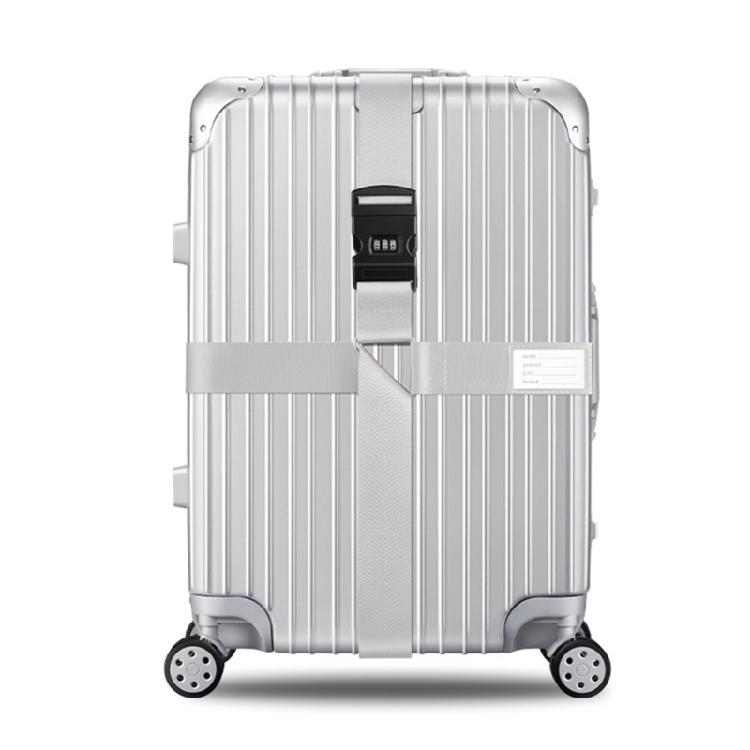 Convenient and Reliable Adjustable Luggage Strap with Cross Packing for Traveler серебряный серый