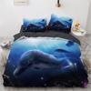 Dolphin Ocean King Queen Duvet Cover Cute 3D Sea Animal Bedding Set For Kids Teens Adults Shoal Of Fish Blue 2/3pcs Quilt Cover