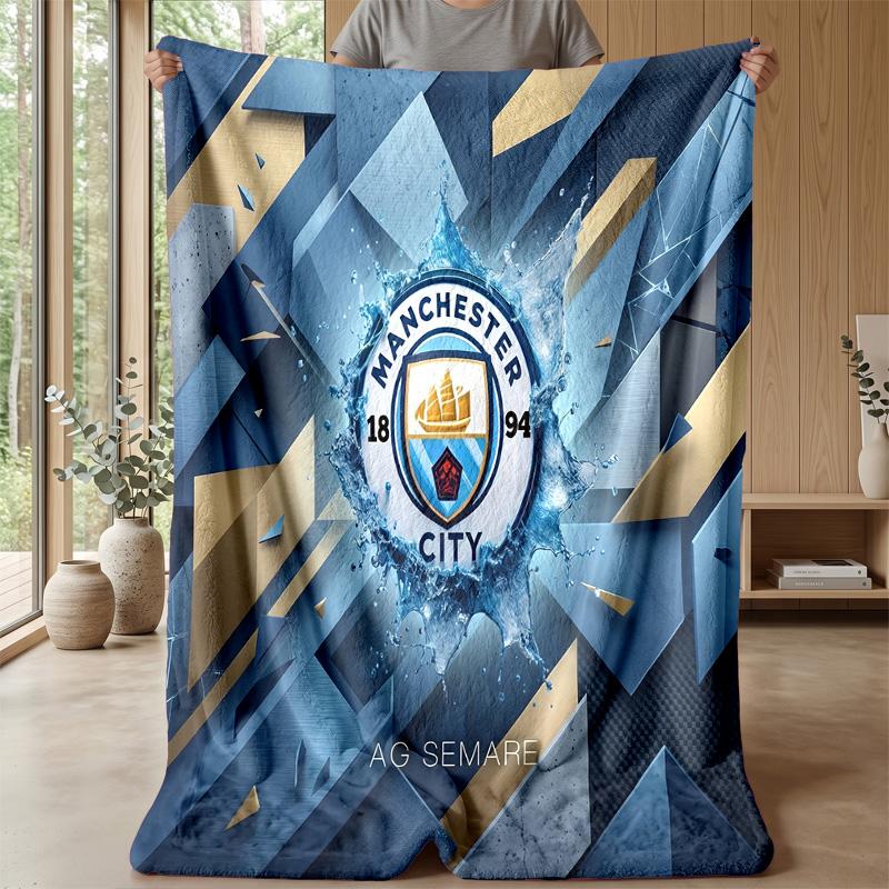 Coperta a tema Manchester City Morbida coperta in flanella Coperta morbida da divano Coperta accogliente per divano e letto per la decorazione della casa