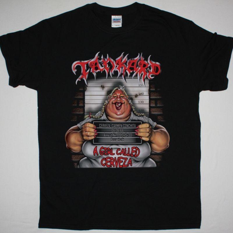 Tankard Girl Called Cerveza Black T-Shirt Metal Tee S разноцветный