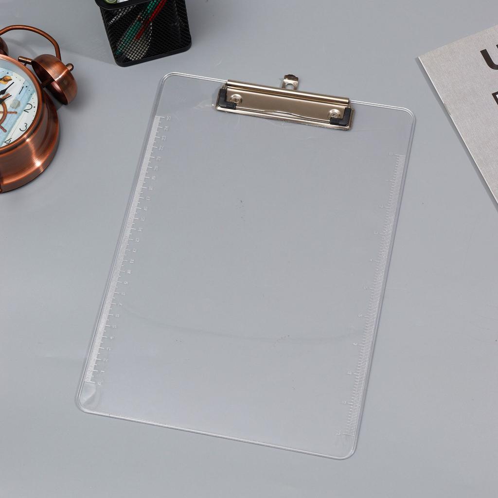A4 Clear Colored Plastic Scale Clipboard Student Writing Board Artist Paint Pad Copying Plate Office School Folder Clip Mat Gift